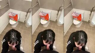 Hai em học sinh C3 Lén lút trong nhà vệ sinh siêu thị, em mút chùn chụt như chết đói