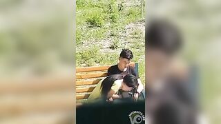 Gái Châu Á nhổ tinh trùng sau khi bú cu cho bạn trai nơi công cộng