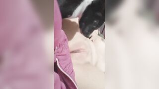 Bé ka11 nghỉ hè ở nhà nứng lồn cho chó liếm