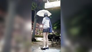 Đợi xe bus lâu quá lm e rơi sex toy sữa chảy tung toé