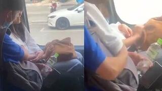Clip Mò Vú Người Yêu Trên Xe Buýt Công Cộng Bị Quay Lại