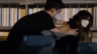 Học sinh gạ nhau lên cầu vượt địt nhau cho mát