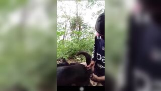 Ra vườn chịch 2 em chó cái