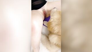 Em gái ở nhà một mình nứng lồn quá kêu chó ra cho liếm lồn rồi cho địt luôn sướng vl