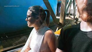 Lộ ngực khi chơi ở công viên giải trí P1