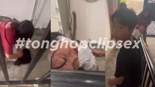 Chịch bé học sinh từ cầu thang vào đến khách sạn