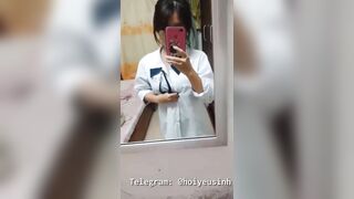 Em Học Sinh áo Trắng Khoe Vú Căng