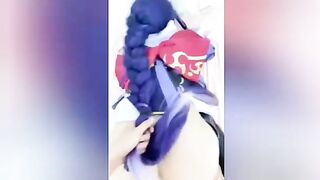 Nắc lồn em gái cosplay Raiden Shogun