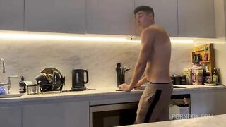 Yasmina khan and brady bud in the kitchen