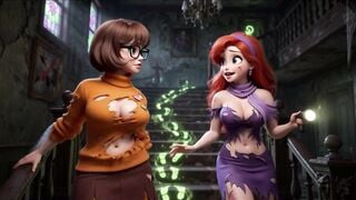 Velma Und Daphne Werden in Haunted Mansion Ghost Mystery Völl