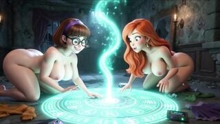 Velma Und Daphne Werden in Haunted Mansion Ghost Mystery Völl
