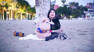 Sáng sớm, Gái Xinh Ra biển Public Thủ dâm Bóp vú bắn nước live sex rên rỉ