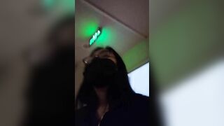 Con đĩ dâm dục kính cận có sở thích nude public ngoài cầu thang chung cư - 1