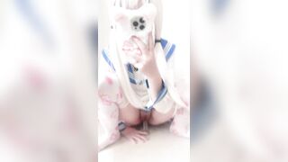 Con đĩ Cosplay, Loli ko lông Nhún cu giả thủ dâm chát sex quay video rên rỉ