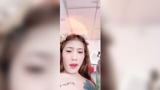 Em Huỳnh Bảo Trân vú tròn gái giọng miền Tây ngọt ngào gác chân show cái bím hồng #4