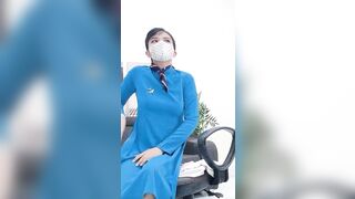 Em tiếp viên hàng không mặc áo dài thủ dâm khoe hàng kích thích
