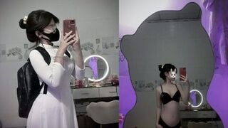 Sex Thu Hiền 2ka8 đeo kính áo dài cực đỉnh