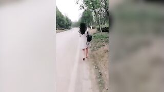 Chinese slut sucks and gets fucked in a wood ( liu Ting)
